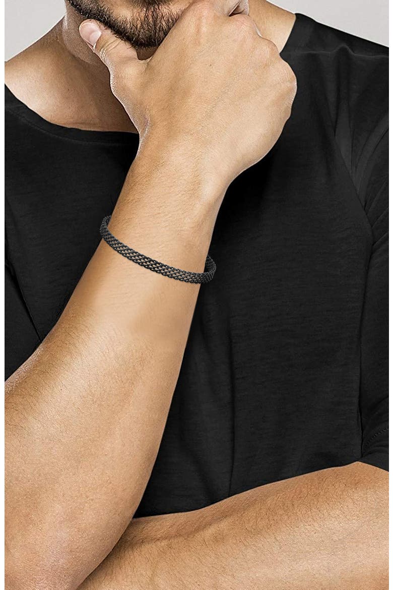Men's Stainless Steel Mesh Chain Bracelet, Alternate, color, BLACK