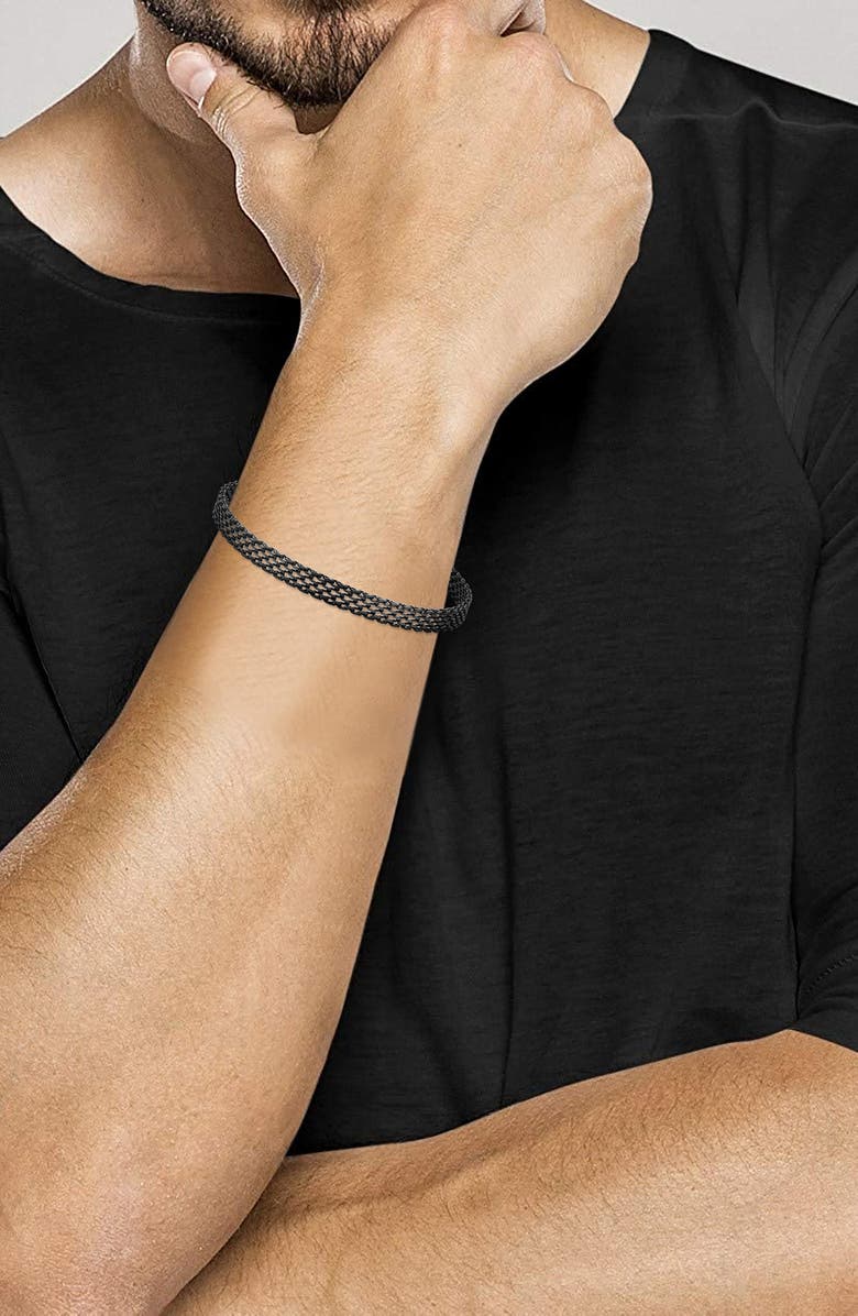 GEOFFREY BEENE Men's Stainless Steel Mesh Chain Bracelet, Alternate, color, Black