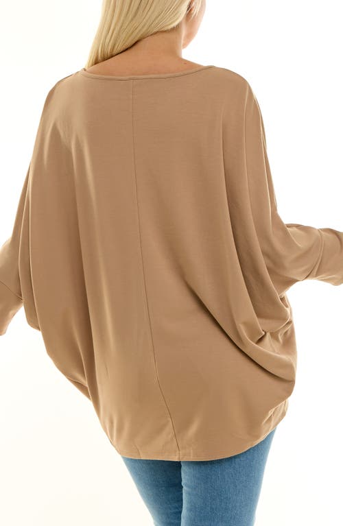 Nina Leonard Dolman Sleeve Tunic In Brown