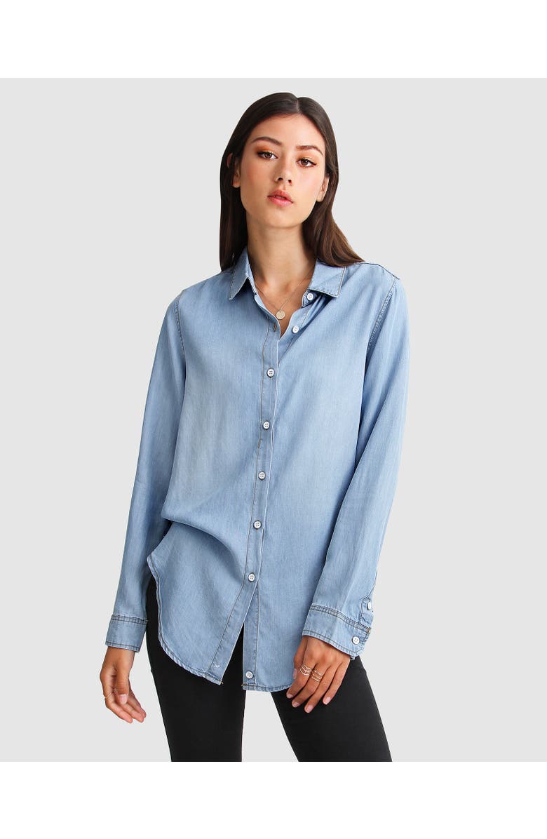 Belle & Bloom Keep Me Wild Denim Top, Alternate, color,