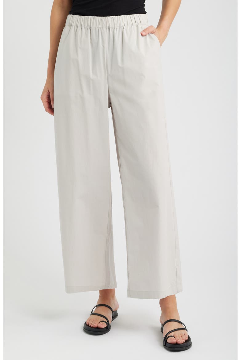 Stretch Cotton Poplin Wide Leg Ankle Pants, Main, color, CHALK