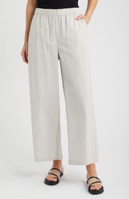 Eileen Fisher Stretch Cotton Poplin Wide Leg Ankle Pants