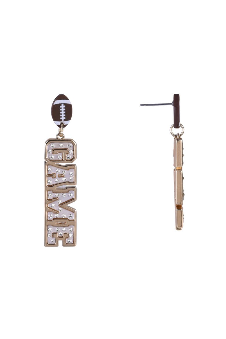 Game Day Stone Linear Earrings, Alternate, color, Brown