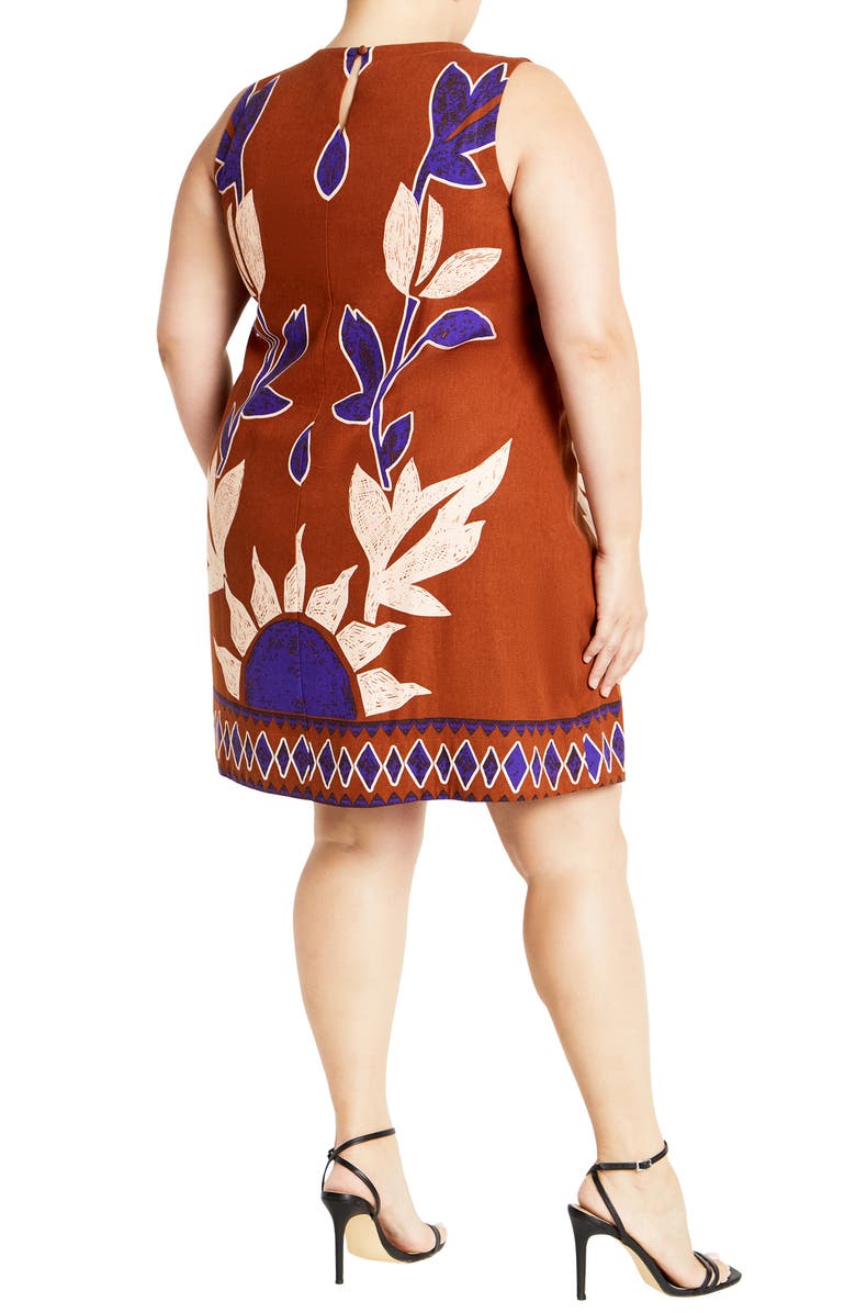 City Chic Nala Botanical Print Sleeveless Shift Dress, Alternate, color, Naxos Placement