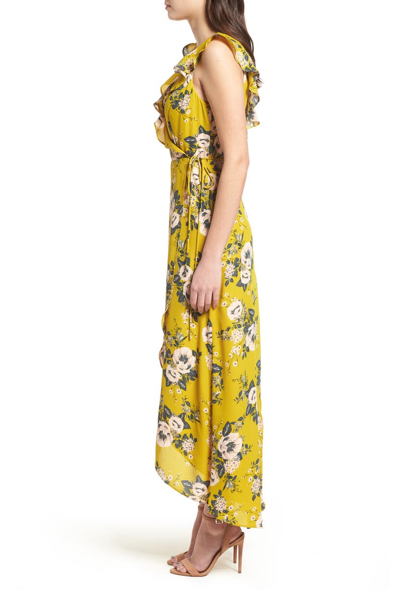 Wrap Maxi Dress, Alternate, color, YELLOW GREY