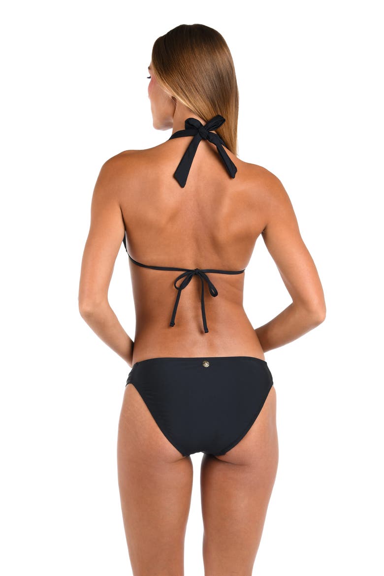 Solids Triangle Bikini Top, Alternate, color, BLACK
