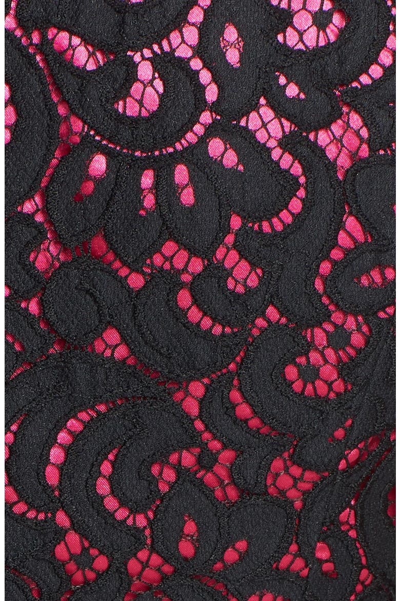 'Claudia' Lace Sheath Dress, Alternate, color, BLACK/FUSCHIA