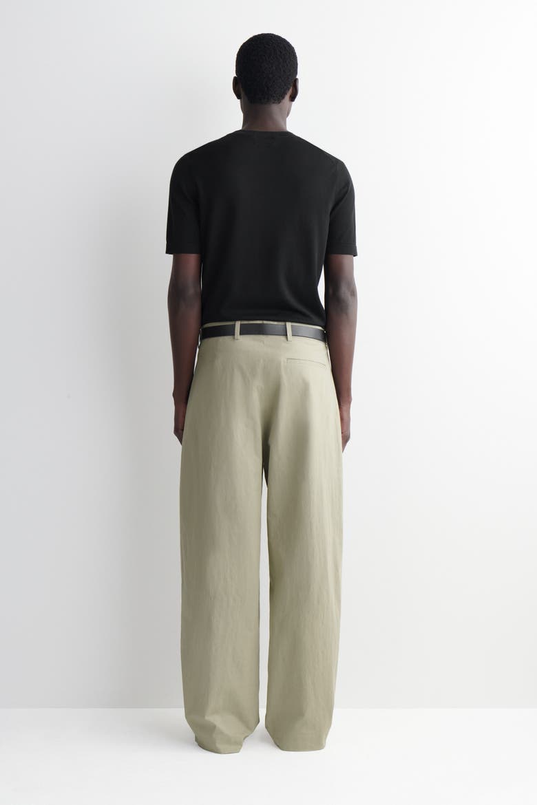 Cotton-linen Relaxed-fit Barrel-leg Trousers, Alternate, color, KHAKI