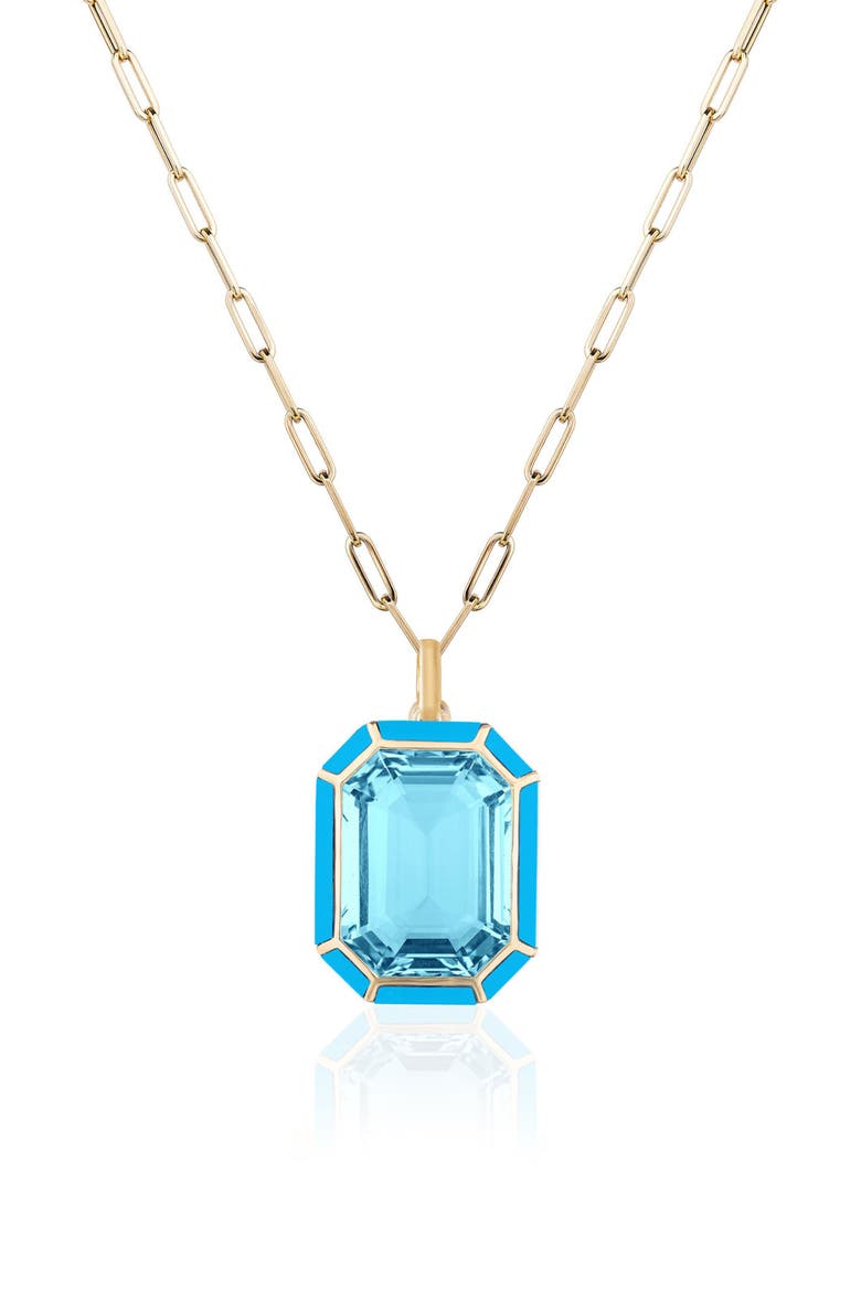 Melange Emerald Cut Pendant Necklace, Main, color, PALE BLUE