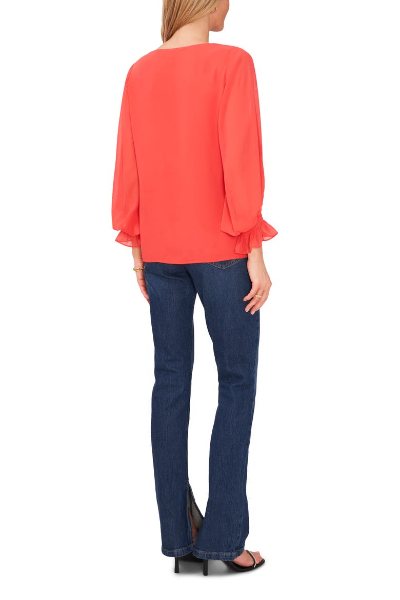 Blouson Sleeve Blouse, Alternate, color, RADIENT RED