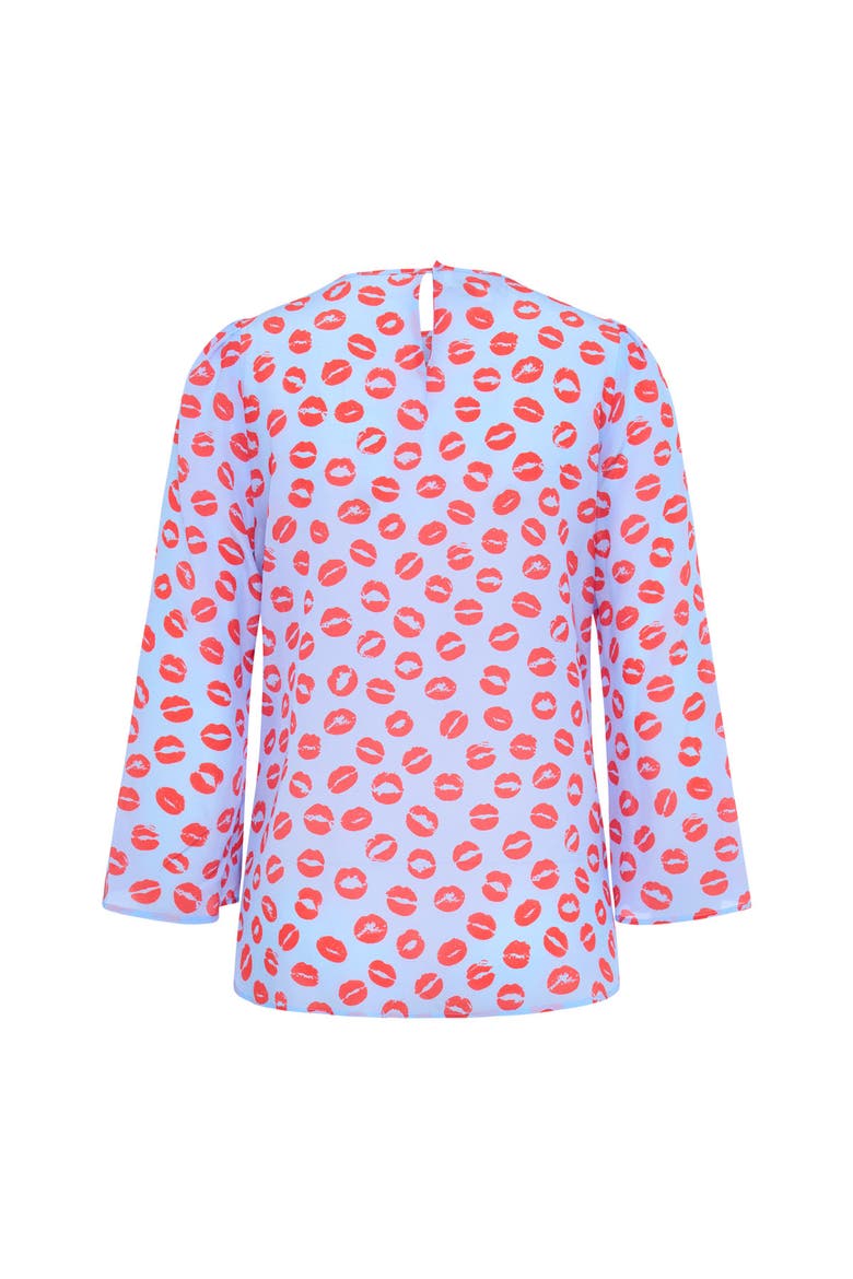 Printed Silk Shirt, Main, color, Blue / Red