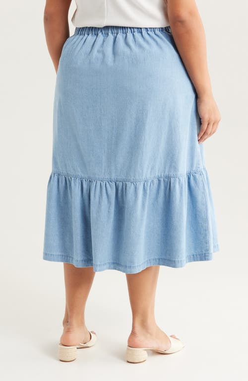 Jones New York Flounce Hem Chambray Midi Skirt