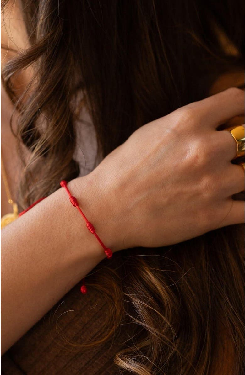 Mantra 7 Knots of Protection bracelet, Alternate, color, Red Silk