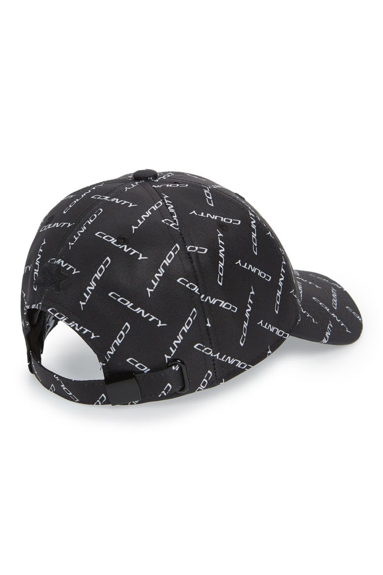 County Print Baseball Cap, Alternate, color, BLACK WHITE