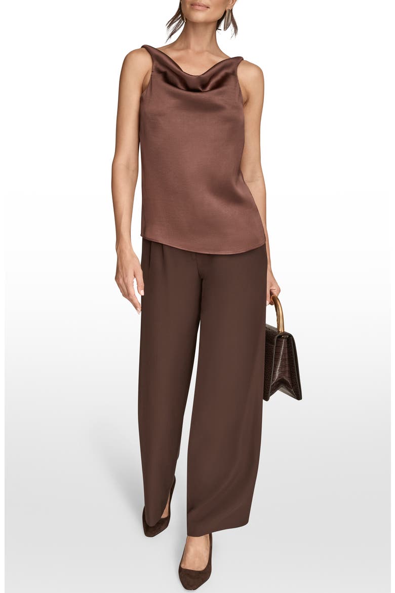 Cowl Neck Charmeuse Tank, Alternate, color, CHOCOLATE PEARL