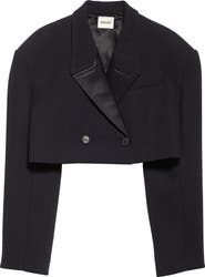 Khaite Nando Oversize Satin Back Crepe Crop Jacket