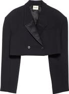 Khaite Nando Oversize Satin Back Crepe Crop Jacket