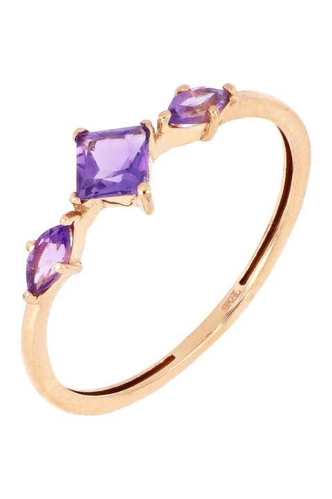 18K Rose Gold Triple Amethyst Ring (Nordstrom Exclusive)