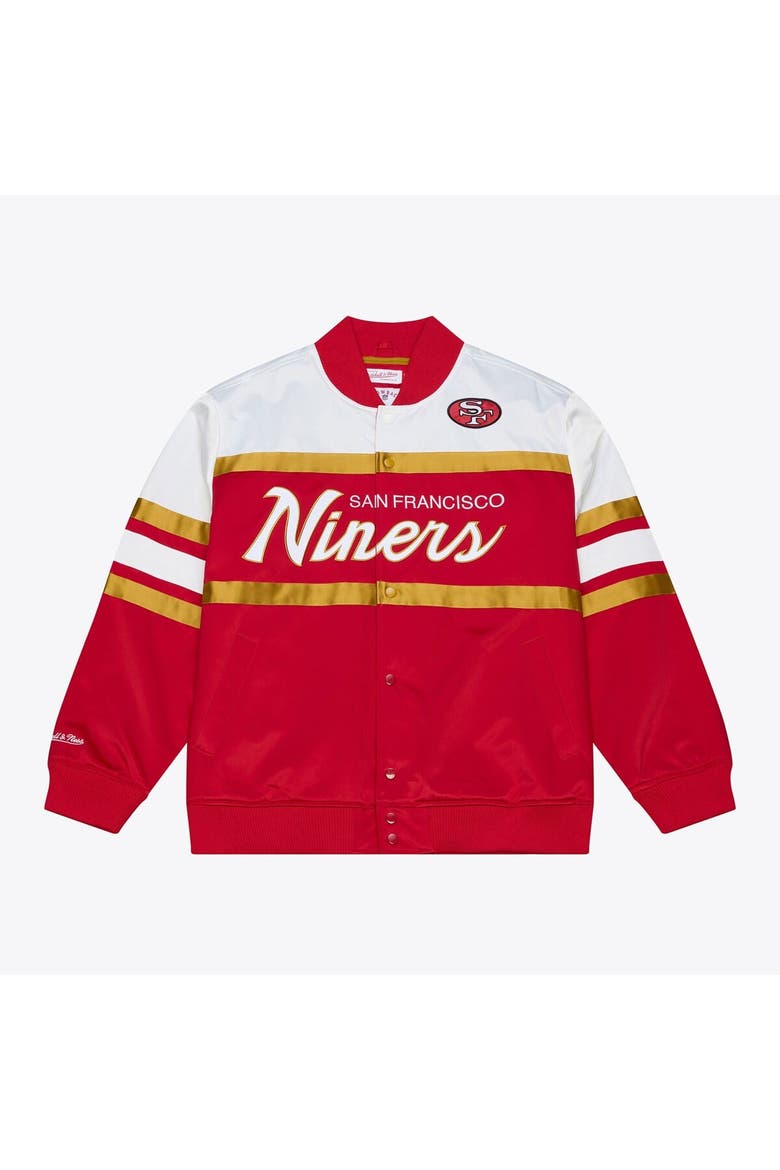 Men's Mitchell & Ness  Scarlet San Francisco 49ers Head Coach Lightweight Full-Snap Satin Jacket, Main, color, Scarlet