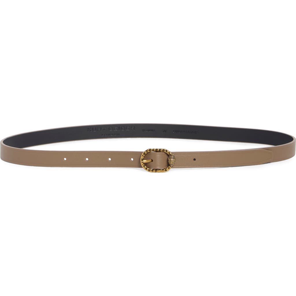 Kurt Geiger London Eagle Head Leather Belt In Brown