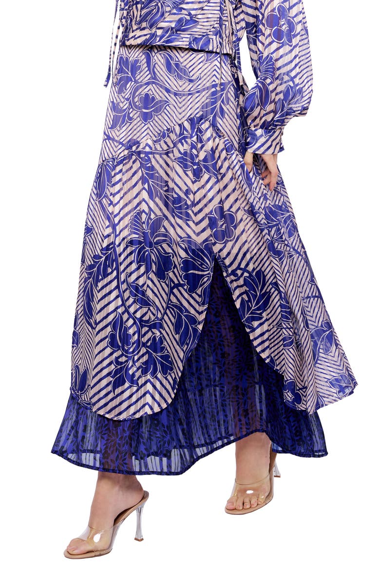 Gloria Scarf Print Maxi Skirt, Alternate, color, NAVY