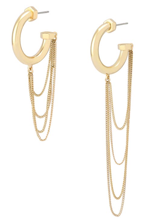 Mismatched Draped Chain Huggie Hoop Earrings