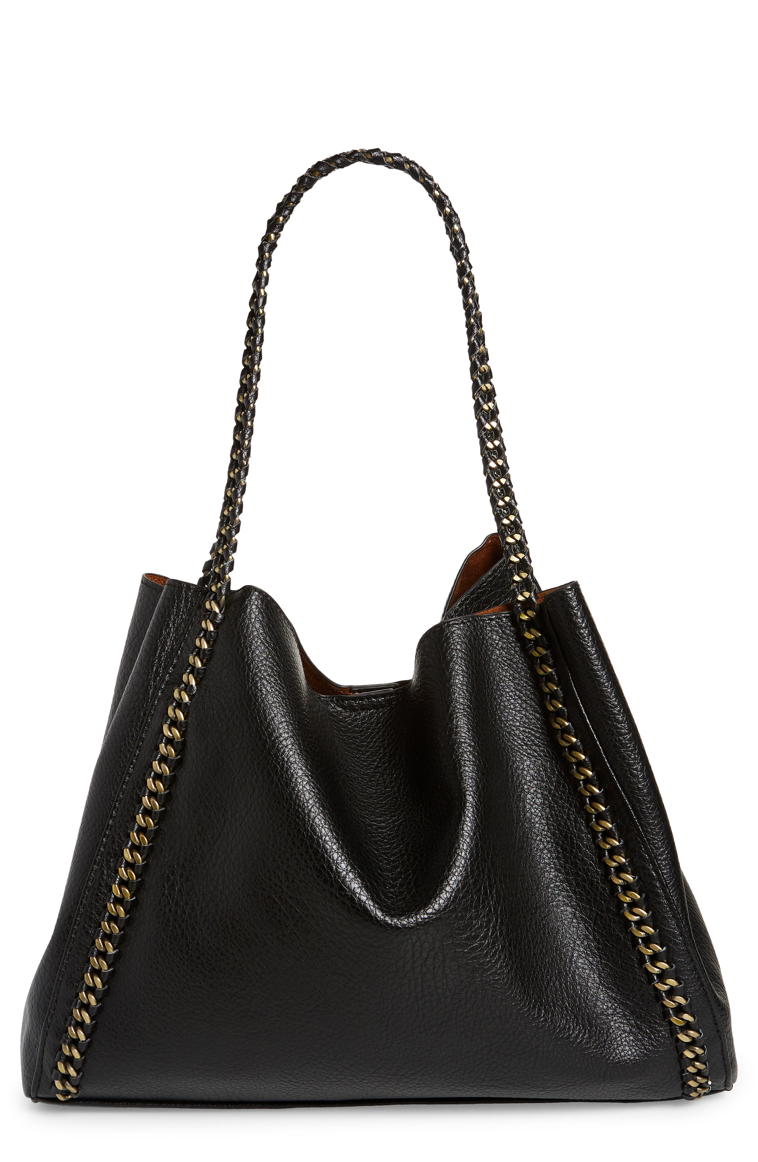 Faux Leather Tote, Main, color, BLACK