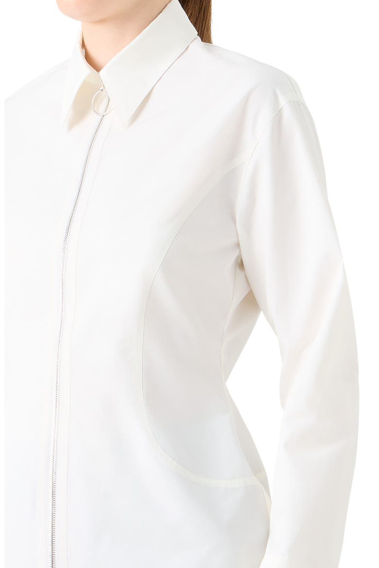 Long Sleeve Cotton Zip-Up Shirt, Alternate, color, CREAM