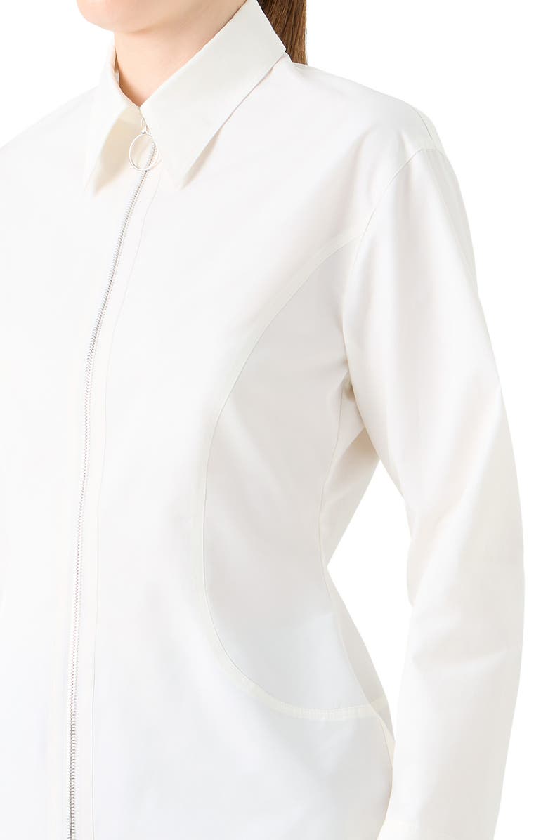 Akris punto Long Sleeve Cotton Zip-Up Shirt, Alternate, color, Cream