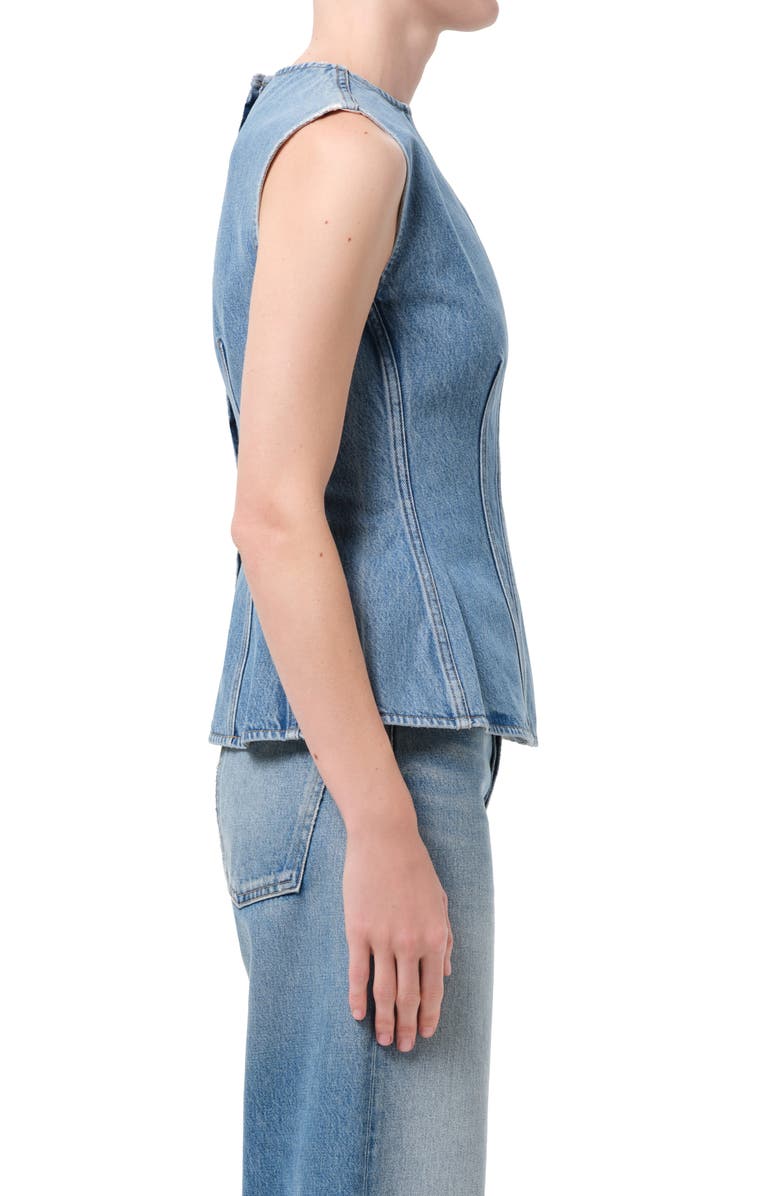 AGOLDE Corbin Denim Peplum Top, Alternate, color, Danton Md Vint Tinted Ind