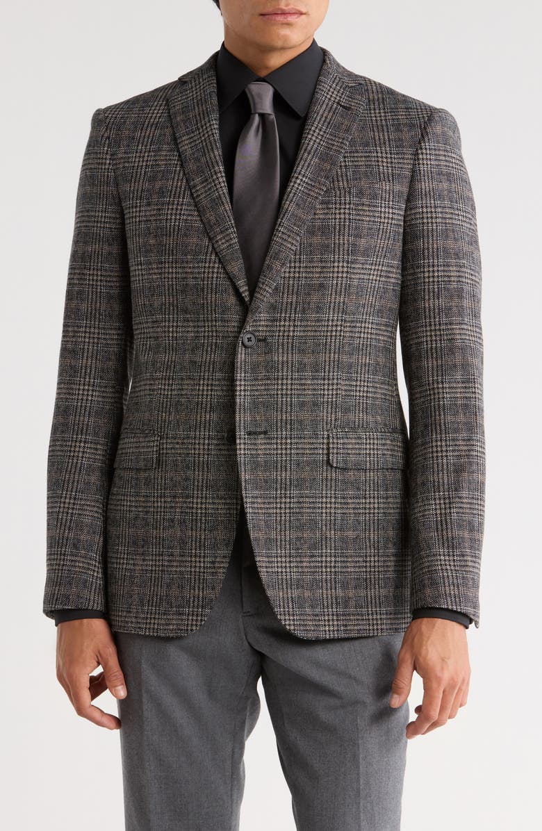 John Varvatos Star USA Screenweave Plaid Sport Coat, Main, color, Blue