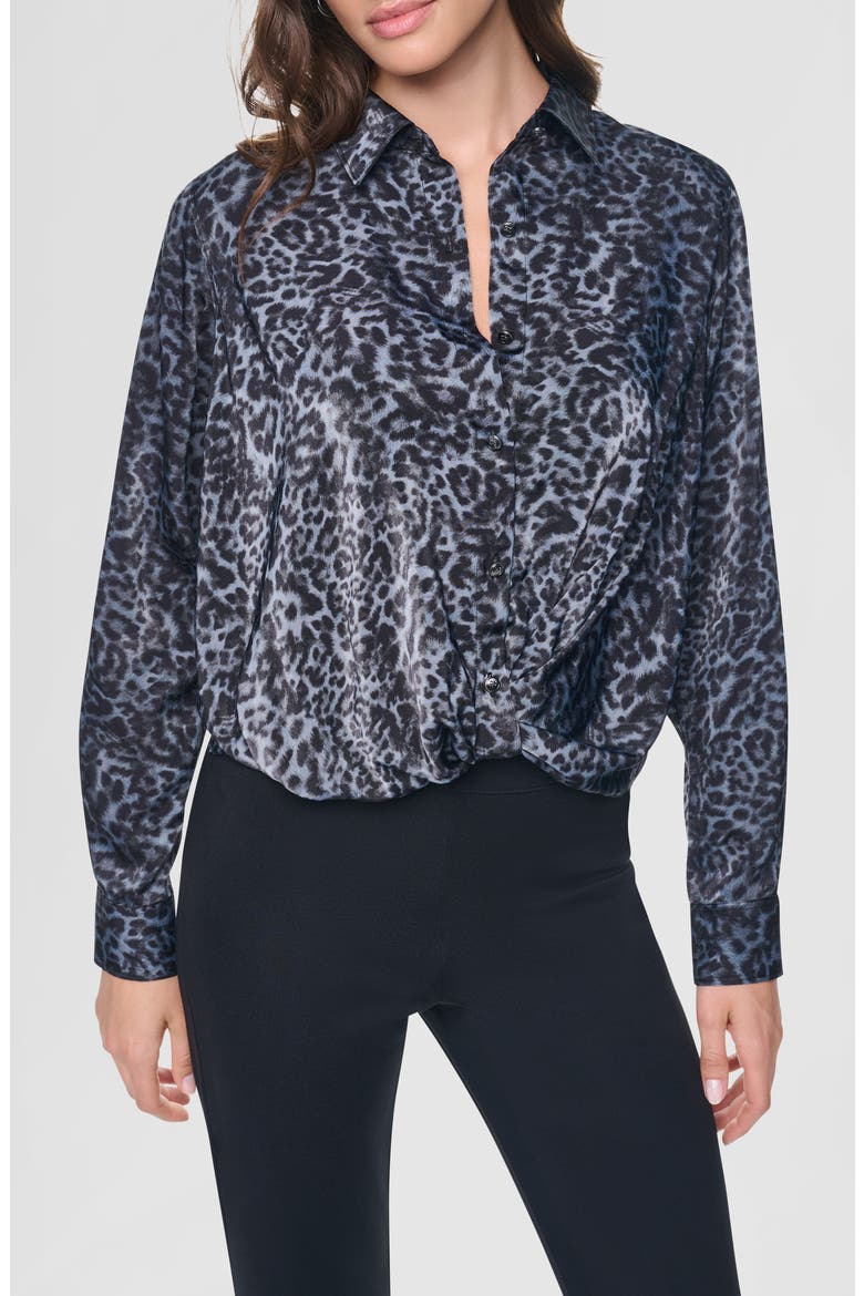 Print Twist Front Shirt, Main, color, MOONLIT LEOPARD