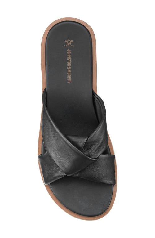 Johnston & Murphy Mitzi Knot Platform Wedge Slide Sandal In Black Glove Leather