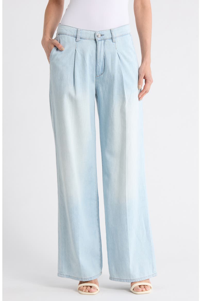 Isabel Pleated Mid Rise Wide Leg Jeans, Main, color, POOLSIDE
