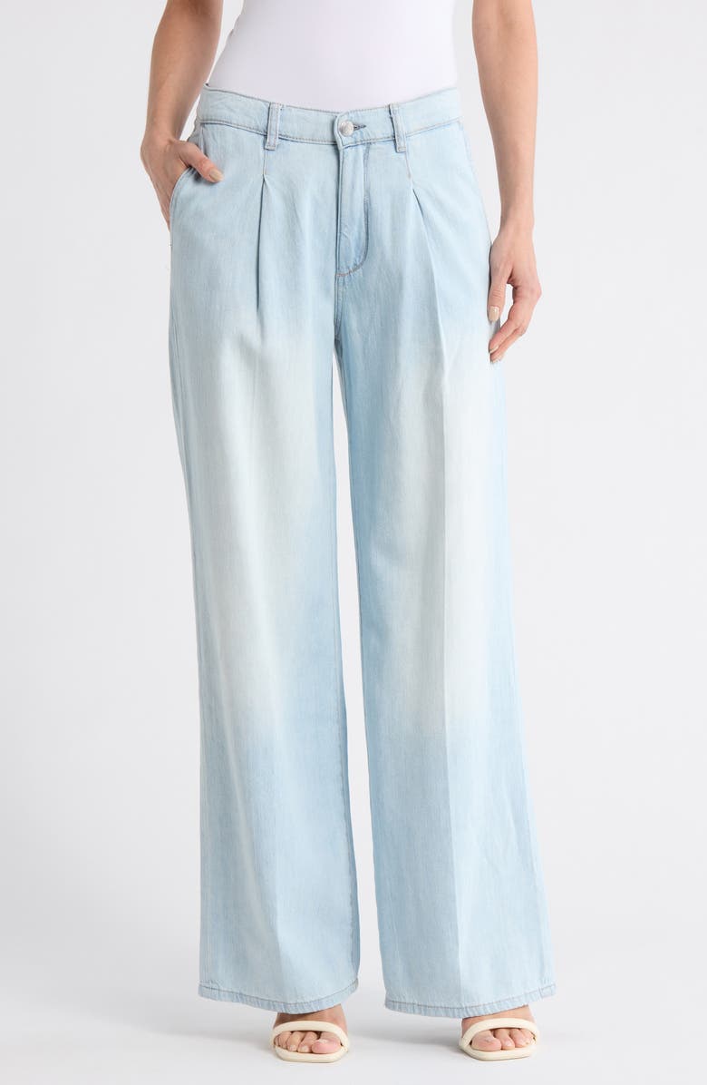 DL1961 Isabel Pleated Mid Rise Wide Leg Jeans, Main, color, Poolside