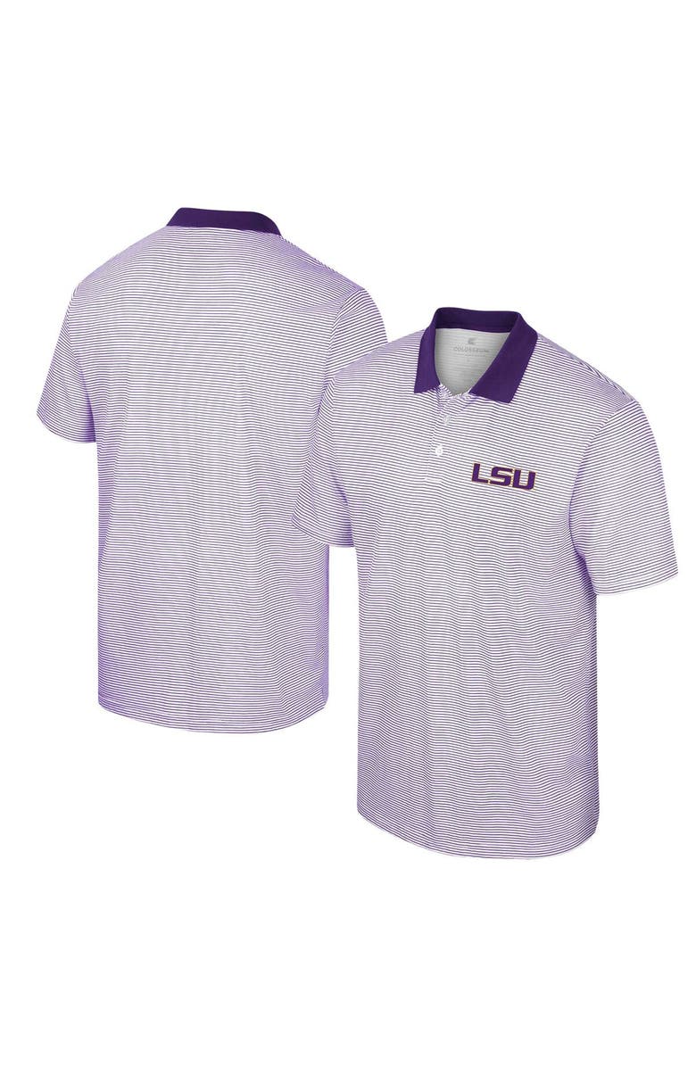 COLOSSEUM Men's Colosseum White LSU Tigers Print Stripe Polo, Alternate, color, 