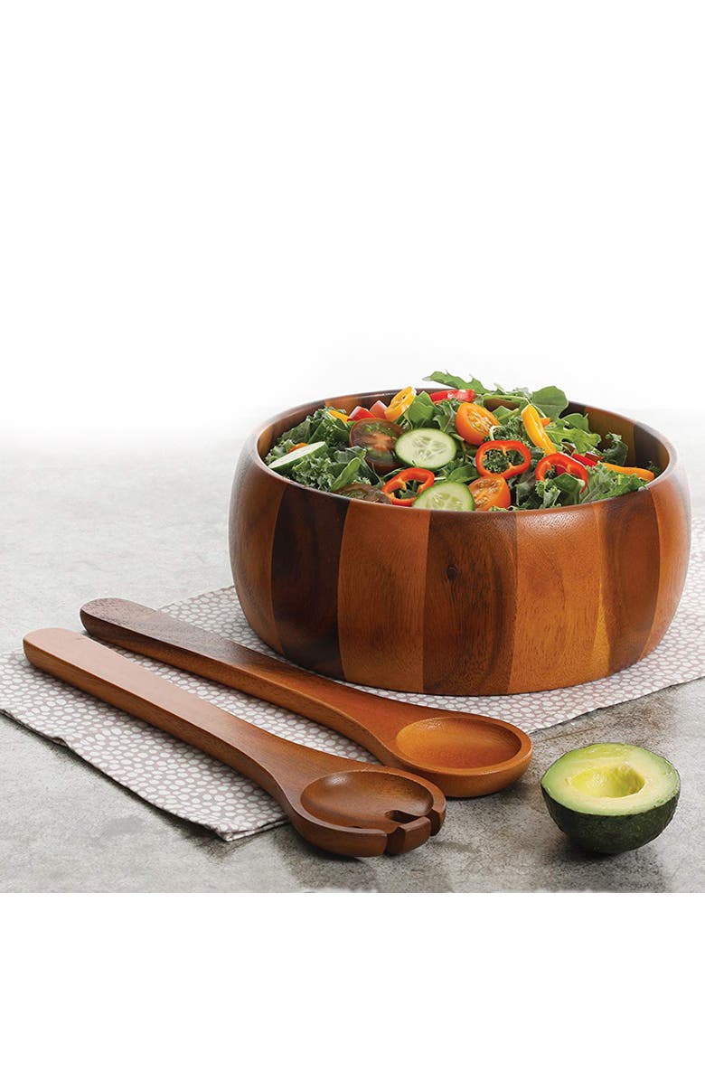 Gibson Home Laroda 3-Piece Salad Bowl Set, Brown Wood, Alternate, color, Brown