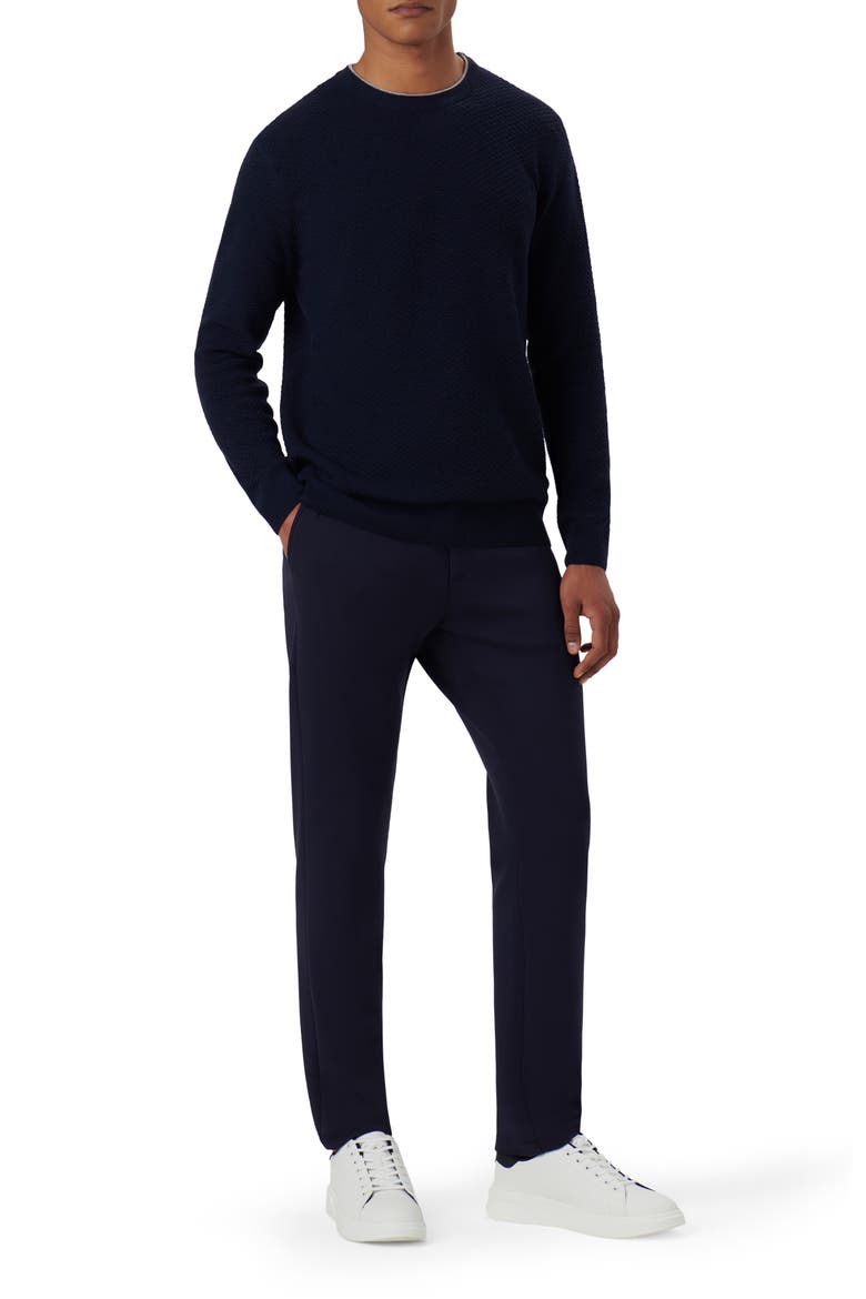 Merino Wool & Cashmere Blend Waffle Stitch Sweater, Alternate, color, NAVY
