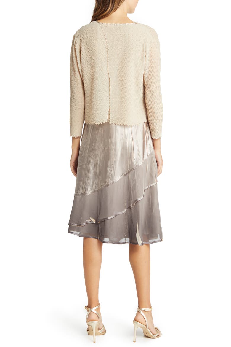 Tiered Beaded Ombré Midi Dress with Jacket, Alternate, color, BEACH CAFE OMBRE