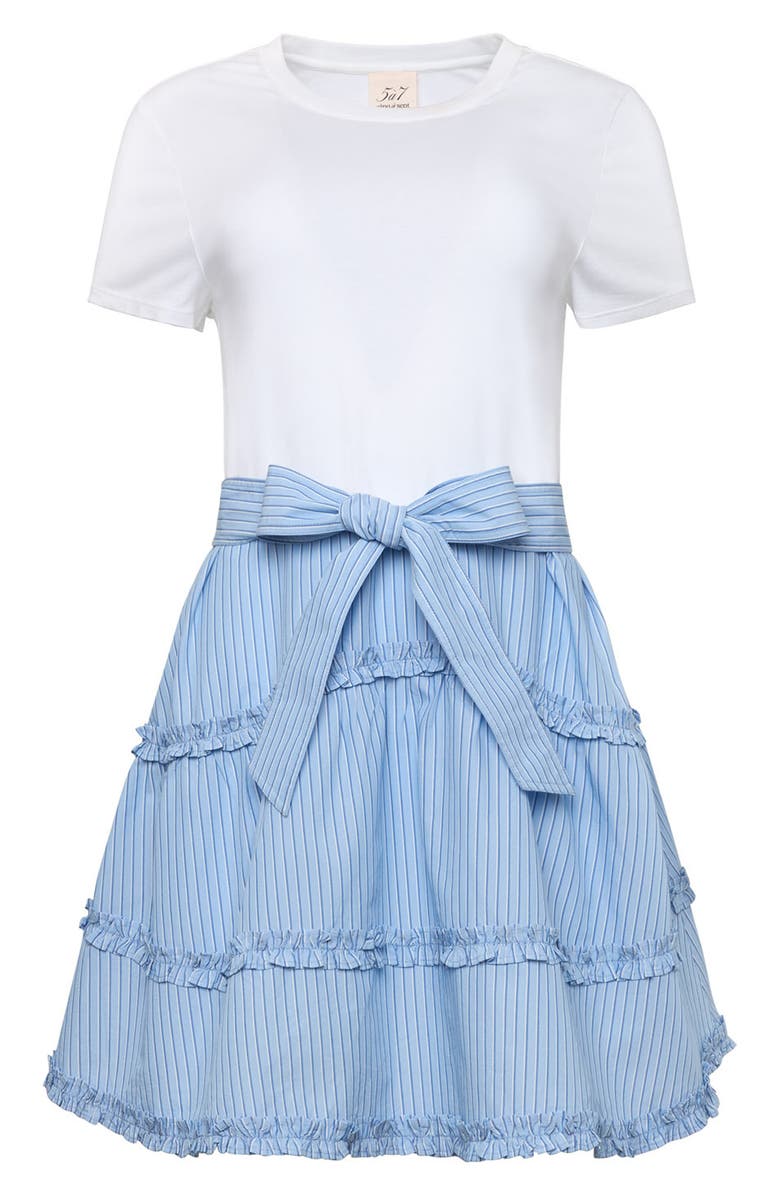 Cinq à Sept Jessie Mixed Media Stretch Cotton Dress, Alternate, color, White/ Blue Wisteria Multi