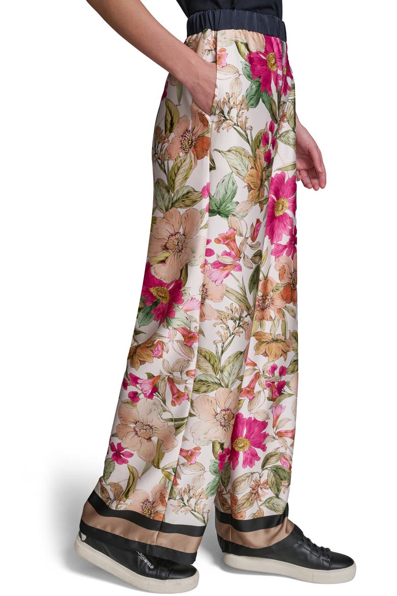 Floral Print Wide Leg Pants, Alternate, color, BISQUE/ LIGHT BLUSH COMBO