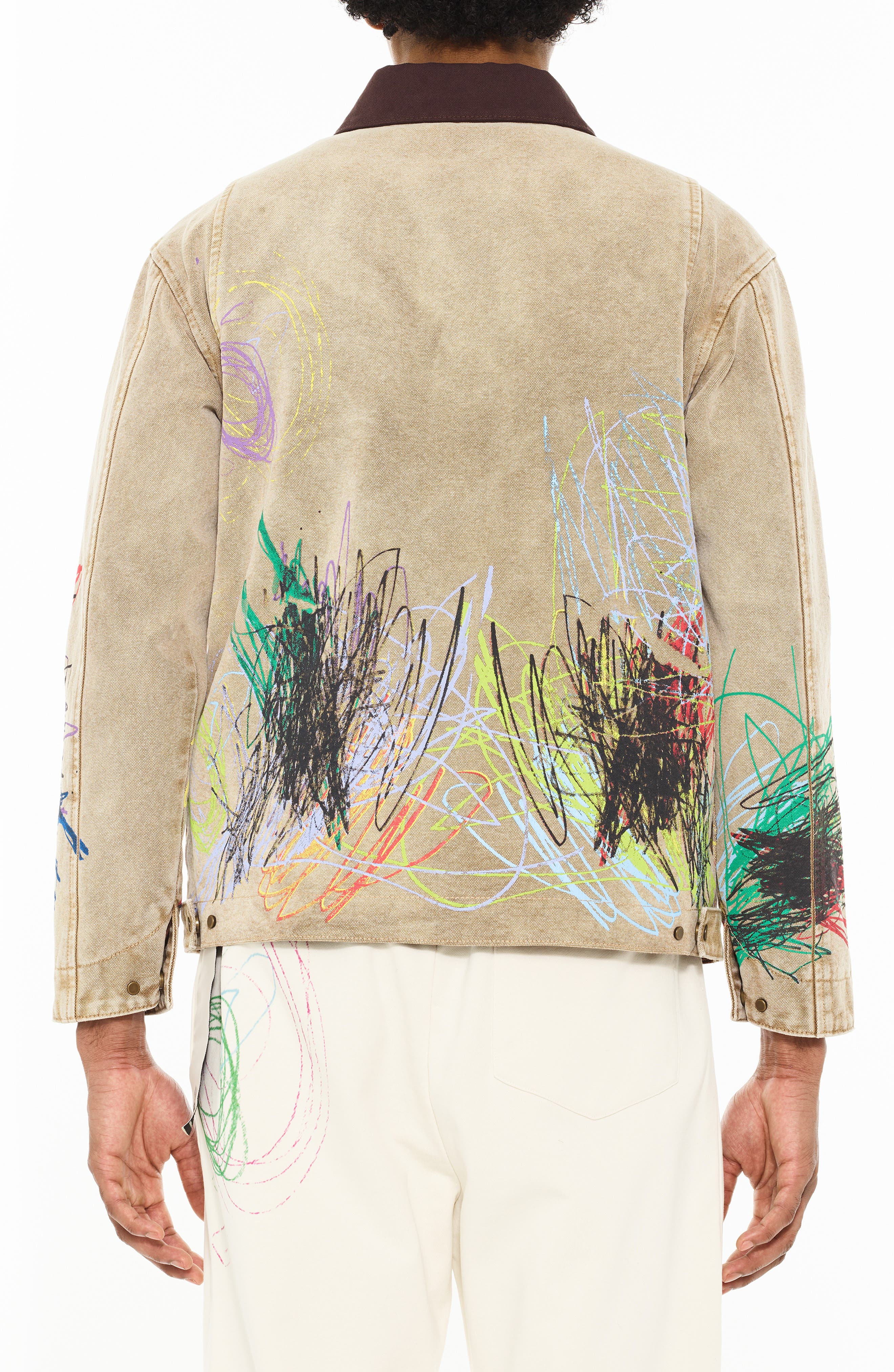 Scribbled Graphic Cotton Canvas Jacket - image 2