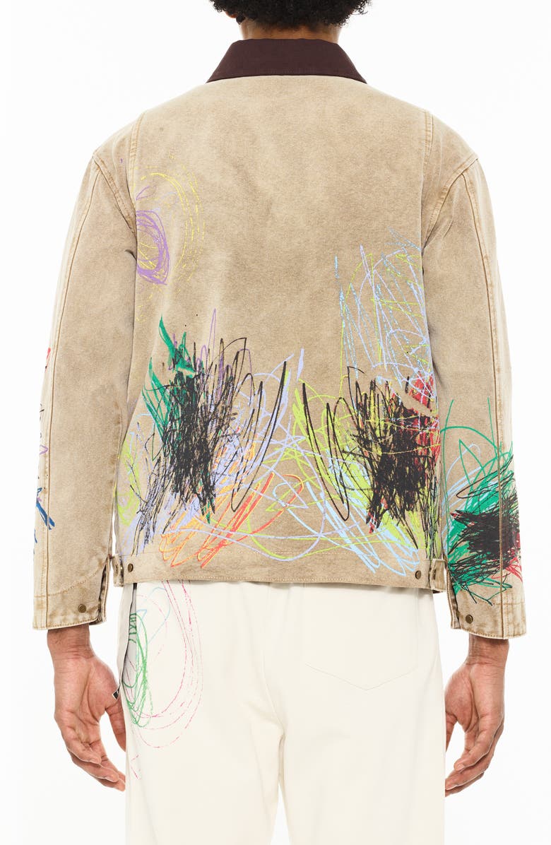 Cult of Individuality Scribbled Graphic Cotton Canvas Jacket, Alternate, color, Scribble