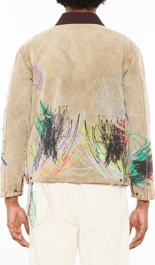 Scribbled Graphic Cotton Canvas Jacket