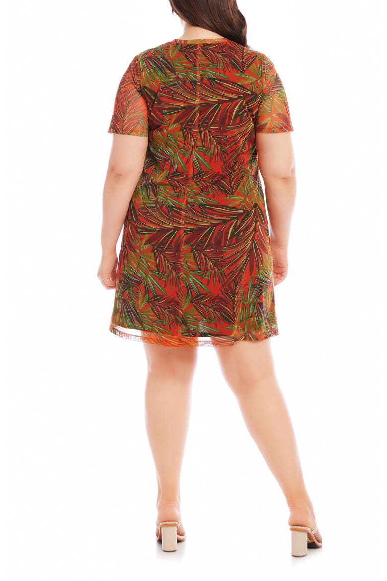 Palm Print Mesh A-Line Dress, Alternate, color, PRINT
