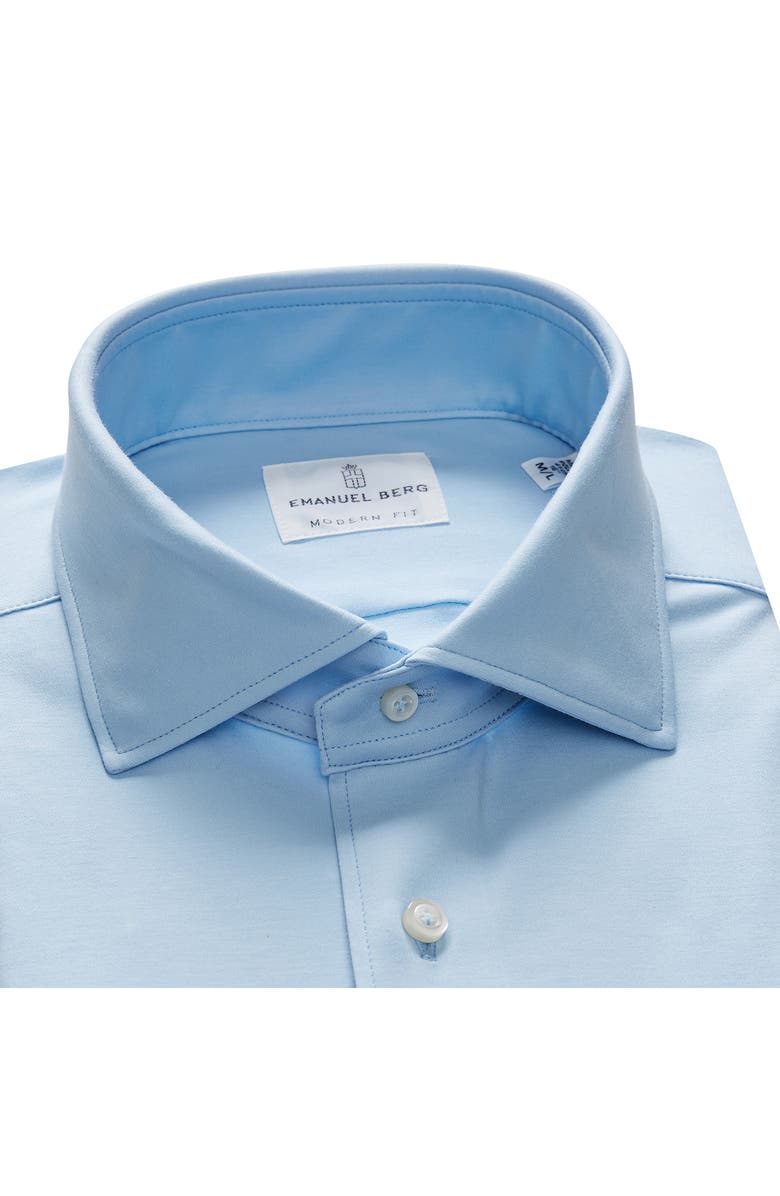 Emanuel Berg Modern Fit 4Flex Stretch Knit Button-Up Shirt, Alternate, color, Light Pastel Blue