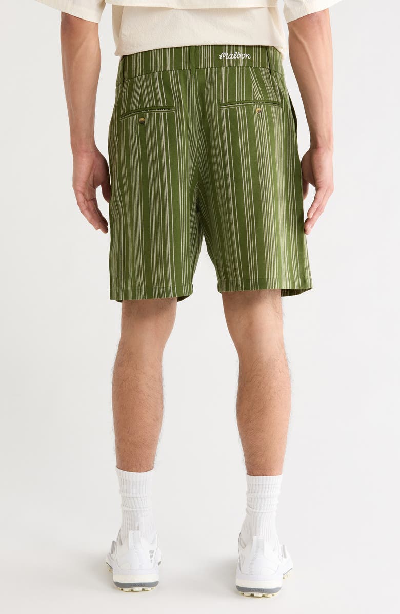 MALBON Arena Stripe Pleated Shorts, Alternate, color, Chive Stripe