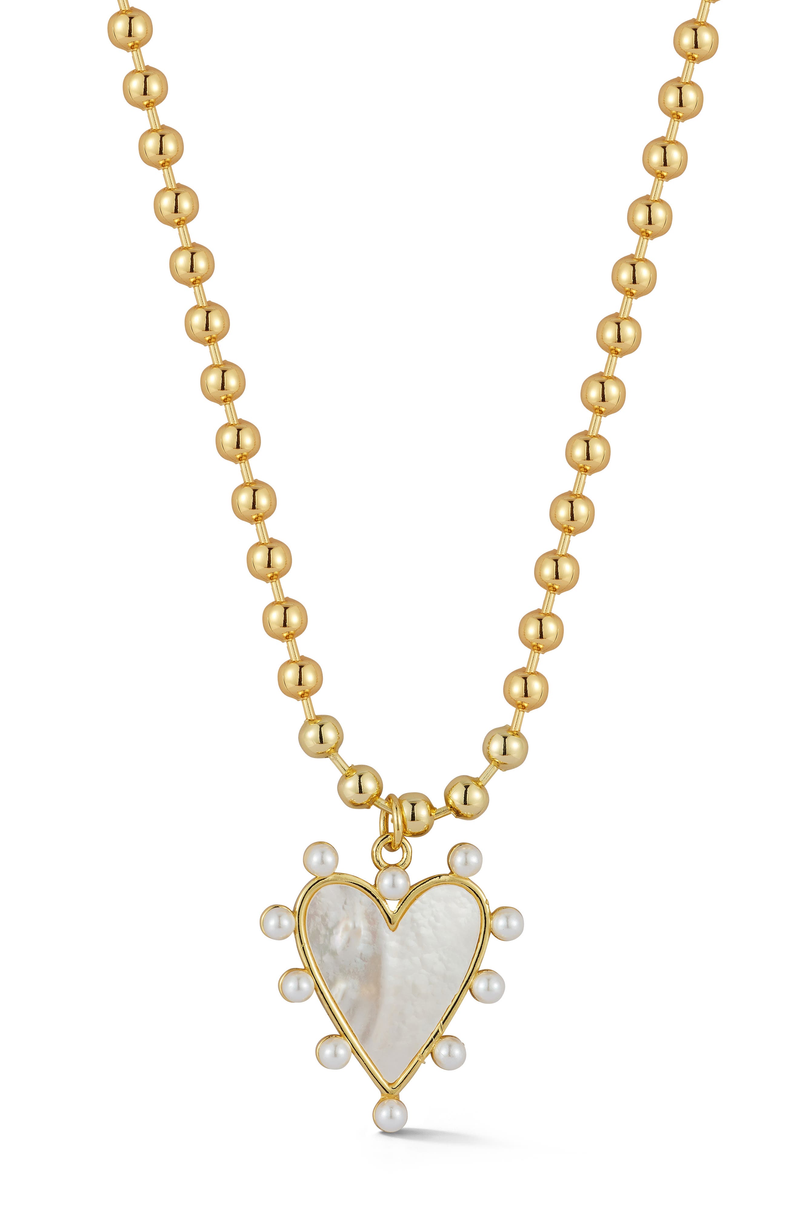 GLAZE JEWELRY Faux Pearl Heart Pendant Necklace