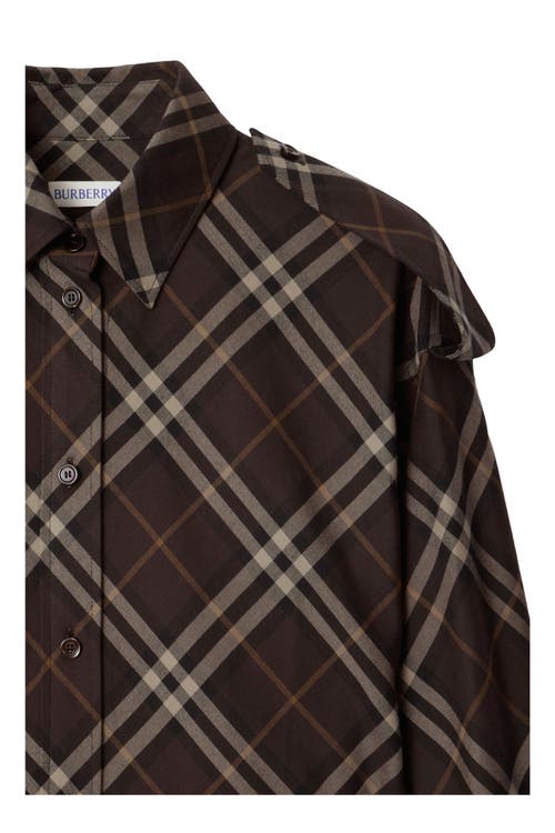 Burberry Check Cotton Flannel Shirt Dress In Brown