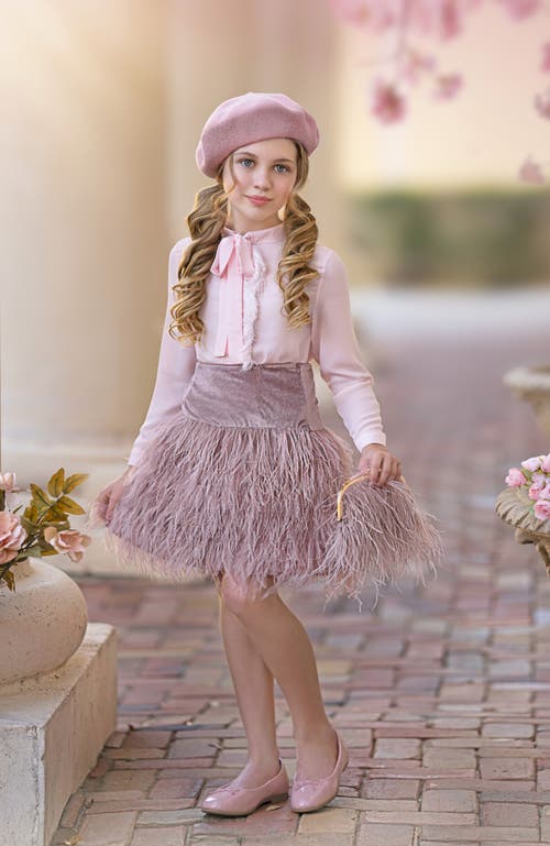 Petite Maison Kids Crepe Fringe Blouse In Pink